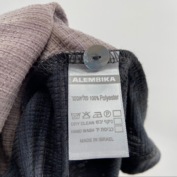 Alembika Brown White Black Asymmetrical Hem Top - Picture 5 of 5